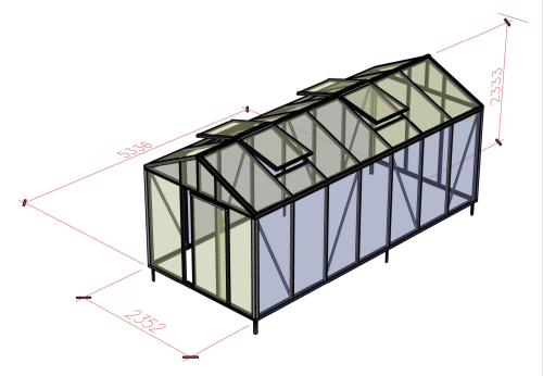 szklarnia klasyk 12,55 m² (2,35x5,34)